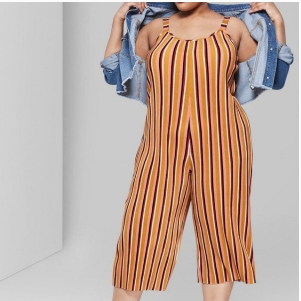 Wild Fable Striped Pleated Knit Jumpsuit